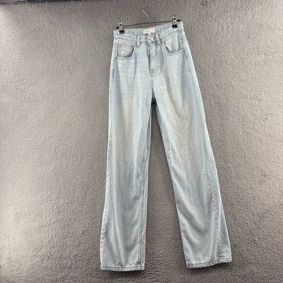 Grey Lab Los Angeles High Rise Straight Leg Jeans Size 24 | Light Wash 100% Cott - Picture 6 of 16